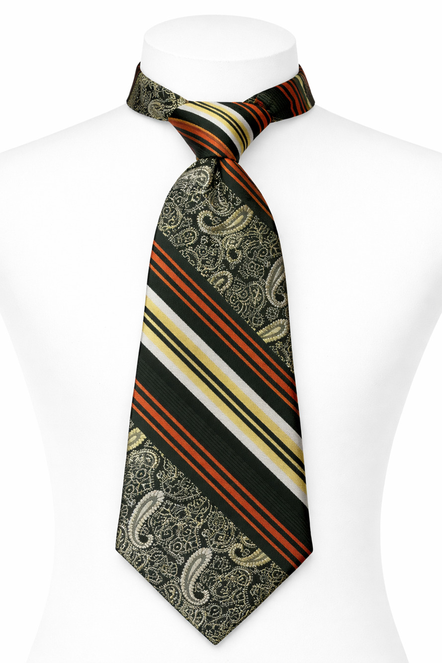 Designer Collection by Regal Green Paisley Stripe Vintage Necktie Classic 4 Inch